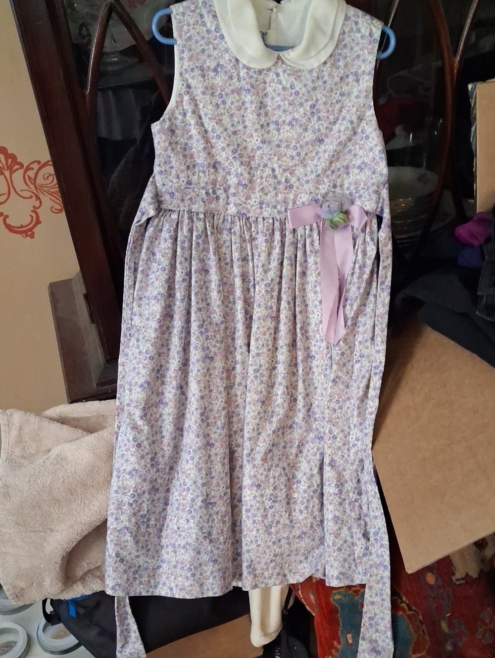 Jayne Copeland Lavender Floral Dress with White Peter Pan Collar